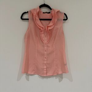 The Limited Baby Pink Ruffle Button Down Sleeveless Blouse - Size M - EUC